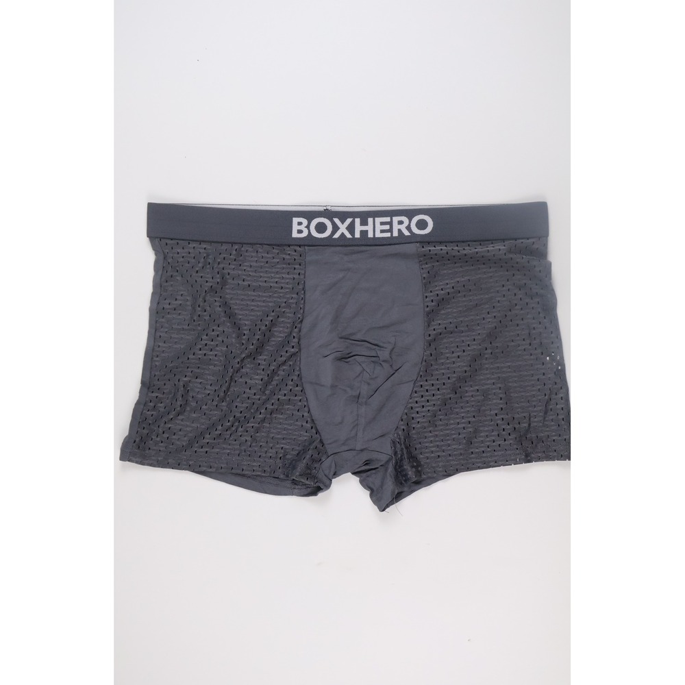BOXHERO Mens Underwear Mesh Panel Boxer Briefs Gray Solid Large NWOT